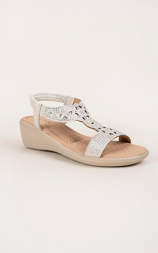 Kayleigh Dr. Lighfoot T Bar Diamanti White Sandals