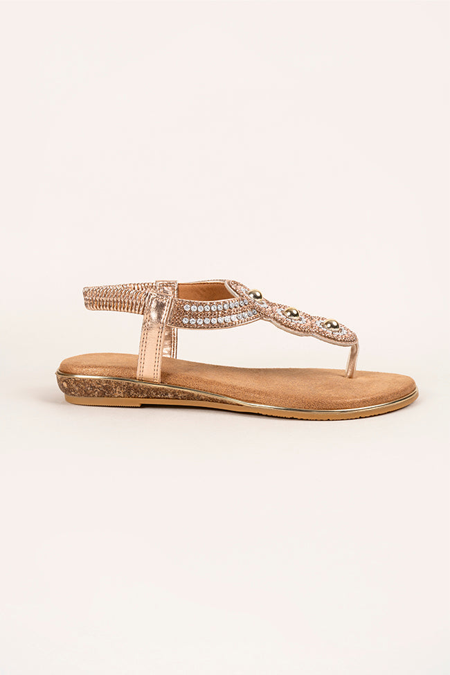 Ladies rose gold sandals uk online