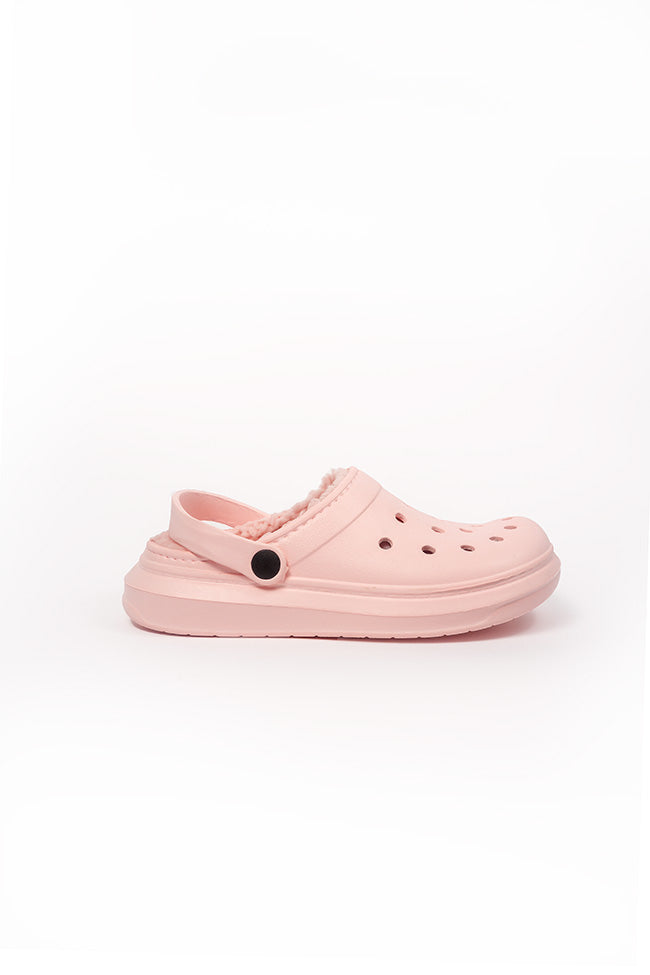 Harriet Ladies Fur Lined Pink Clogs
