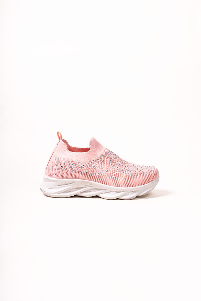 Alex Kids Pink Flyknit Trainer with Rhinestone