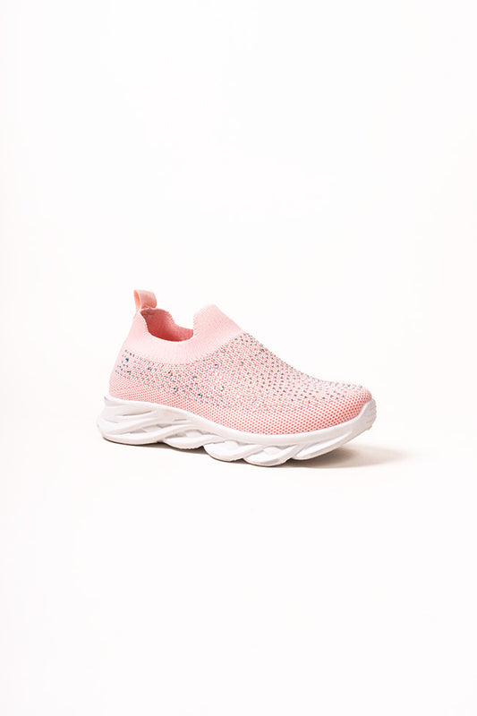 Alex Kids Pink Flyknit Trainer with Rhinestone