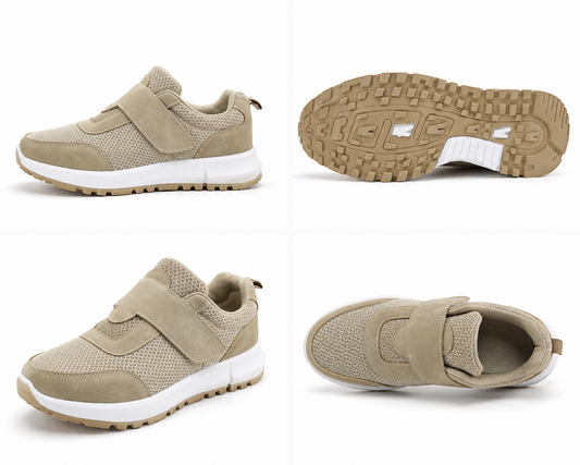 Avery Ladies Touch Fasten Dark Beige Trainers