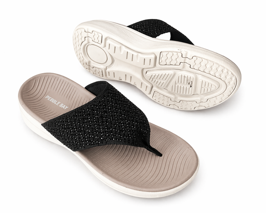 Hallie Toe Post Ladies Black Sandal