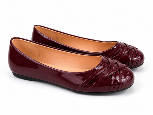 Jenna INSHU Ladies Burgundy Patent Ballerina 4x8
