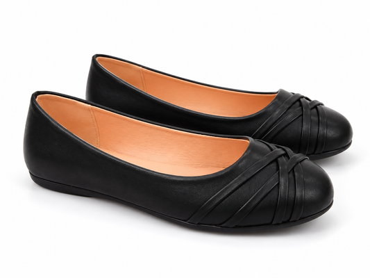 Jenna INSHU Ladies Black PU Ballerina 4x8