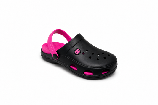 Stella Ladies Black and Pink Clogs