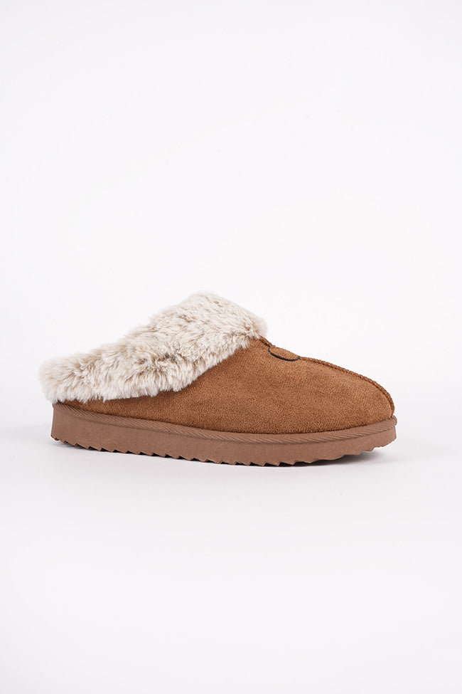 Jane Ladies Fur Lined Chestnut Mule Slipper
