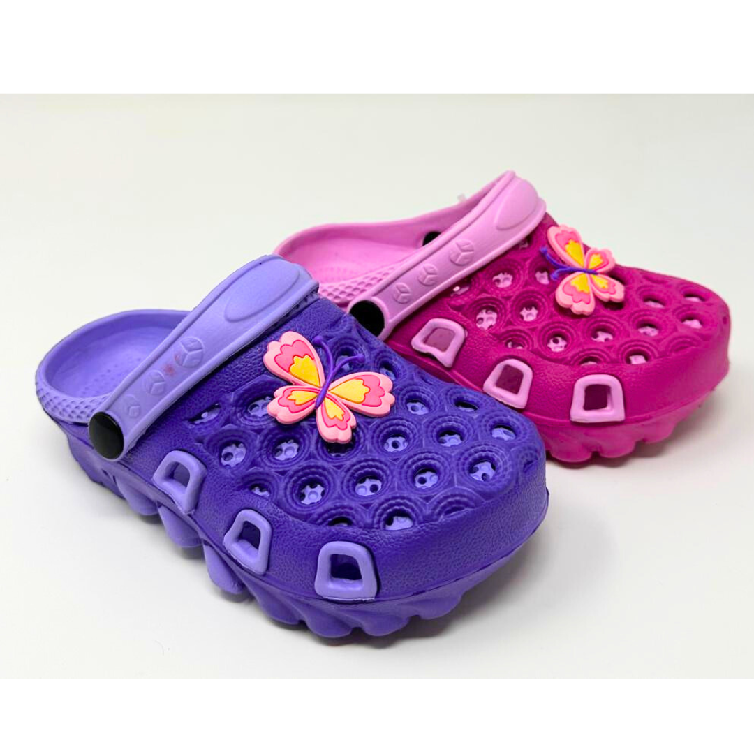 Daisy Girls Pink and Purple Prepacked Clogs Size 24-29