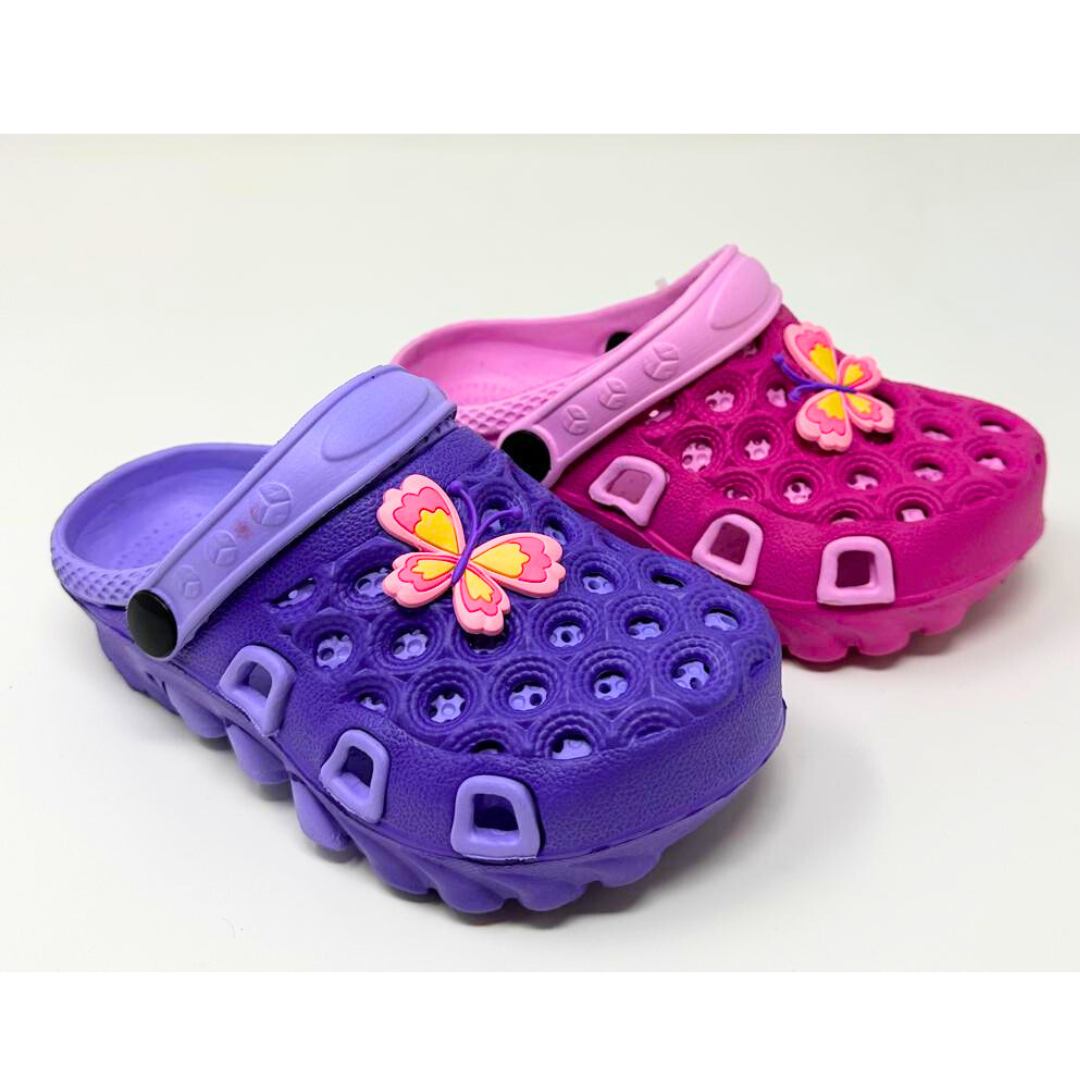 Daisy Girls Pink and Purple Prepacked Clogs Size 30-35