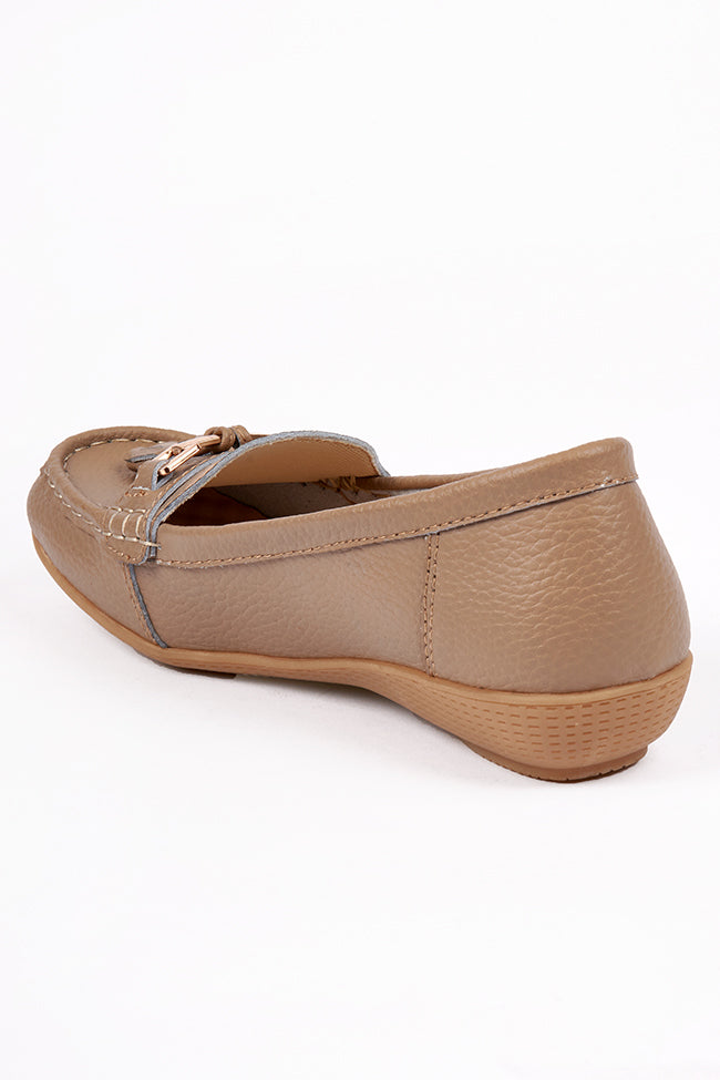 Leather Margaret Loafers Taupe