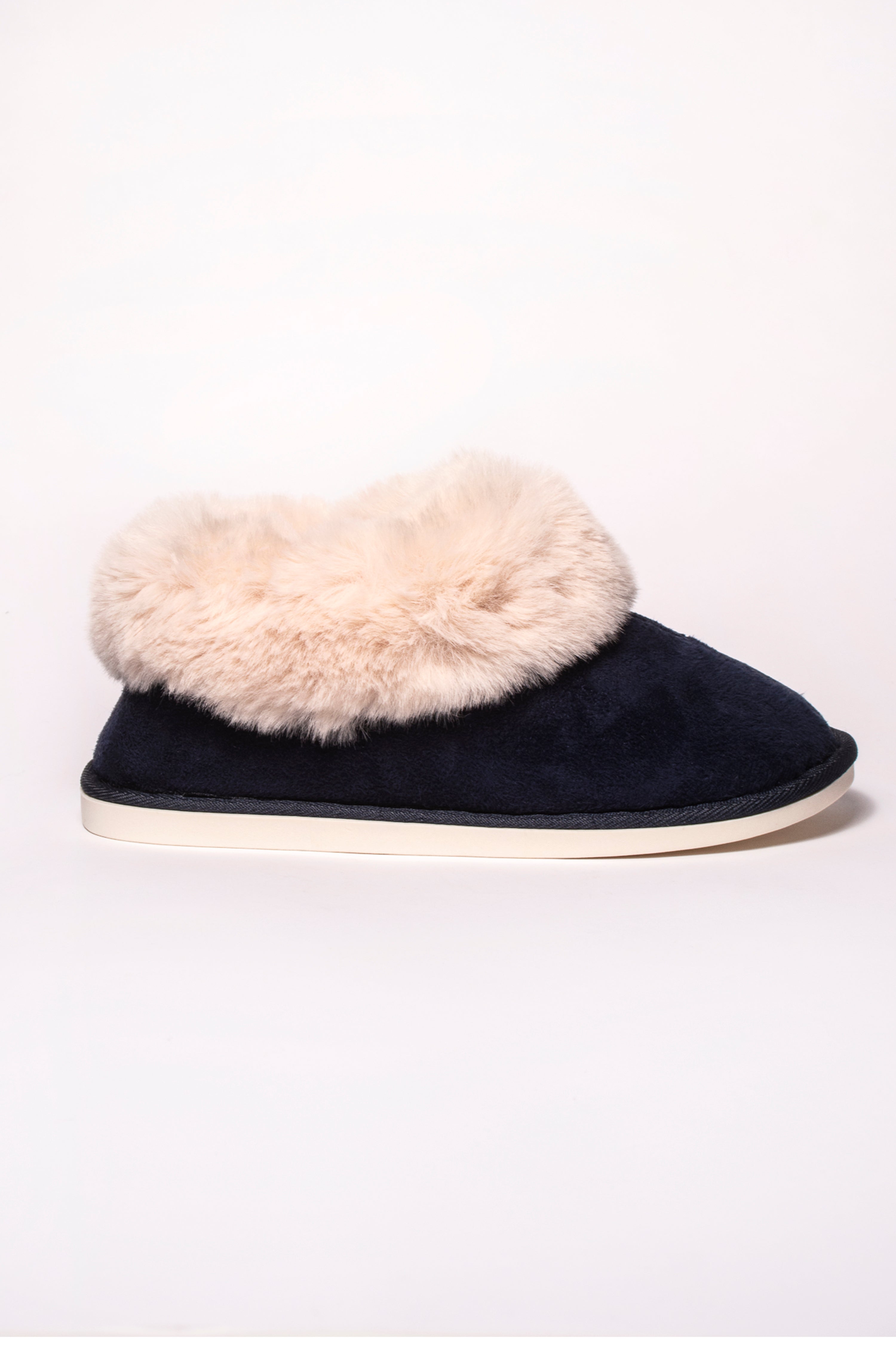 Fur hot sale trimmed slippers