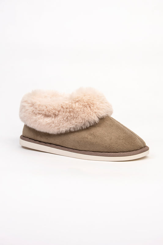 Diana Faux Fur Collar Slippers MINK