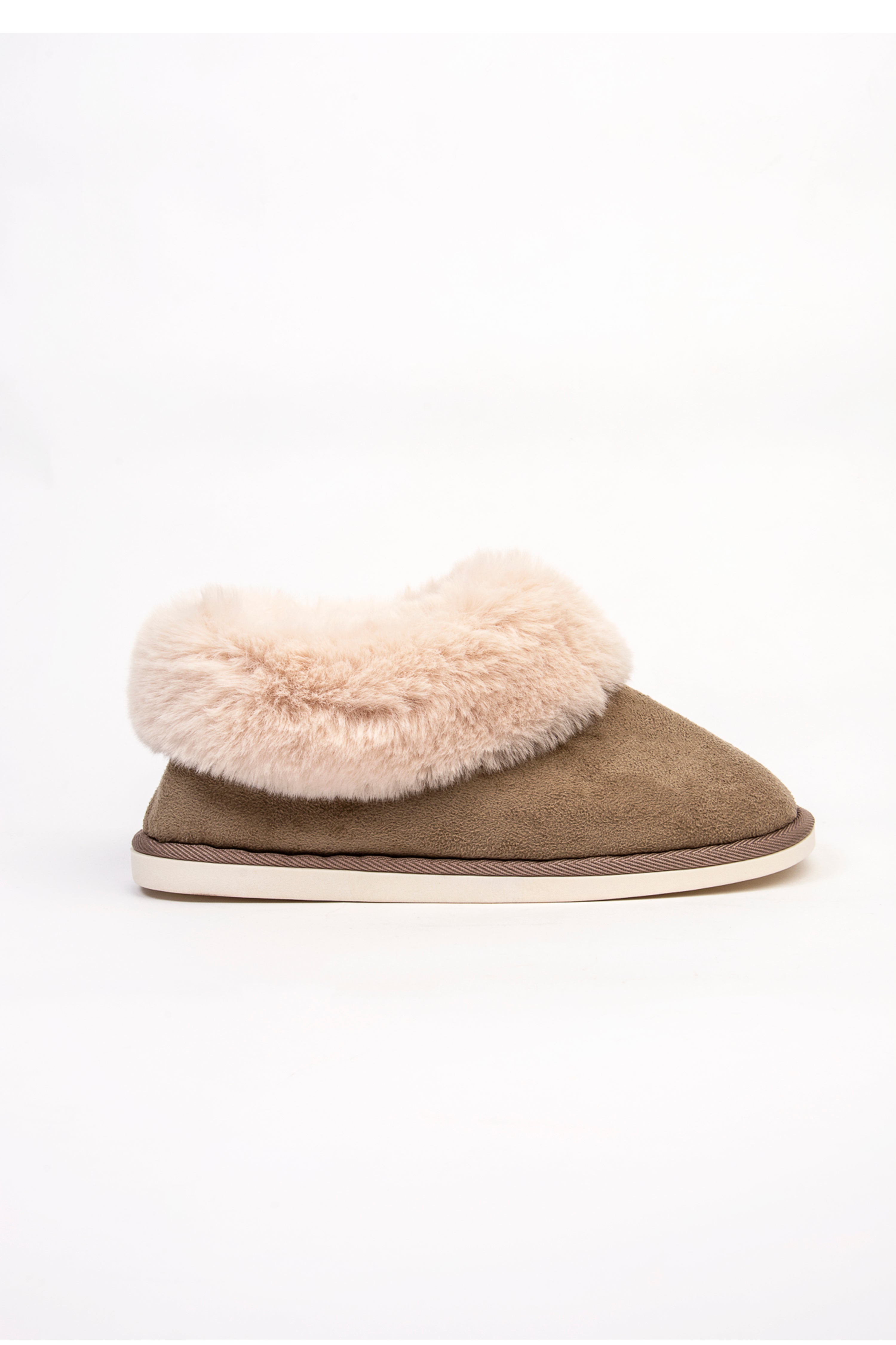 Full fur hot sale collar slippers