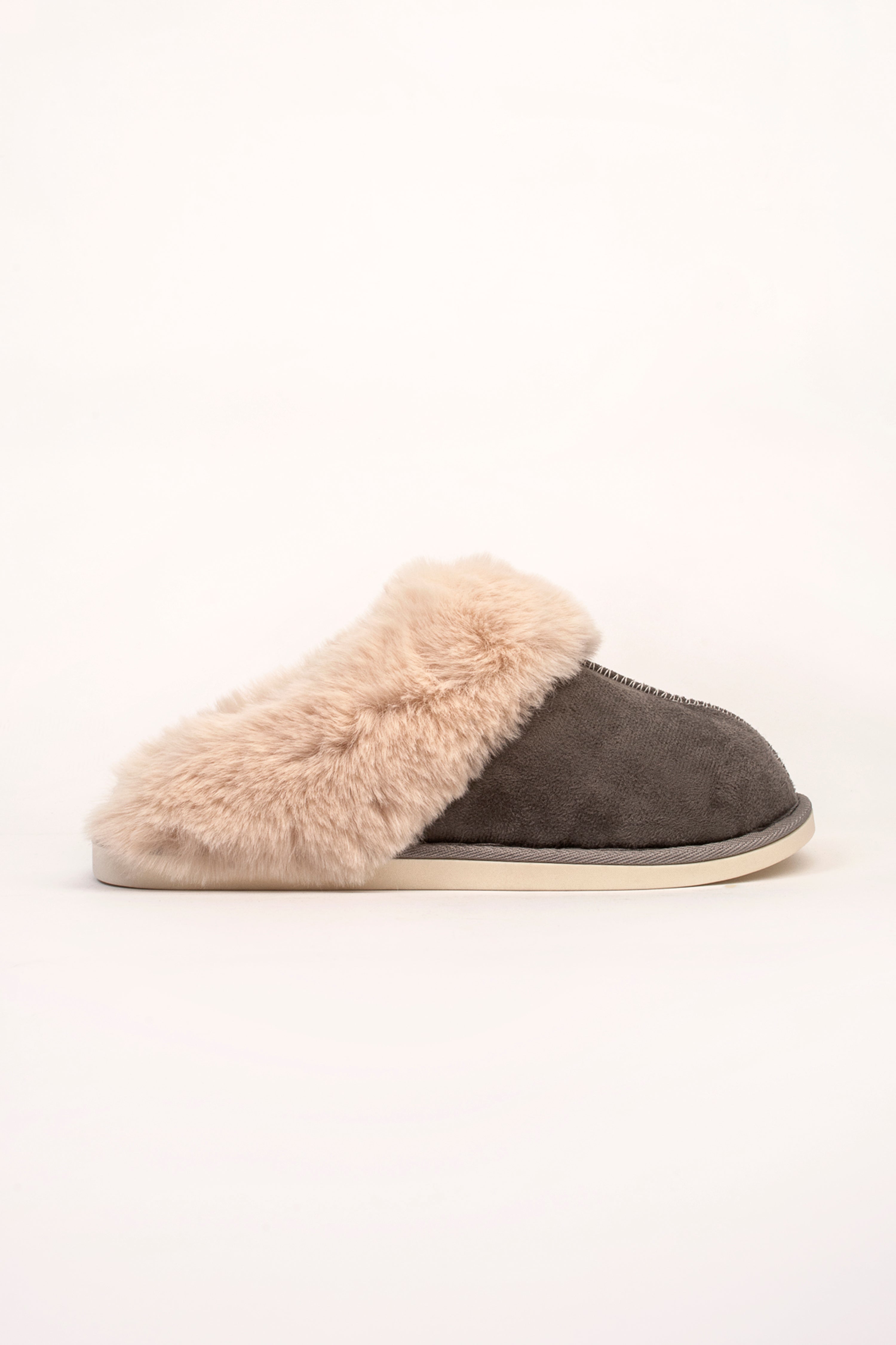 Lizzie Faux Fur Suede Slippers - Grey – Kenyons Footwear