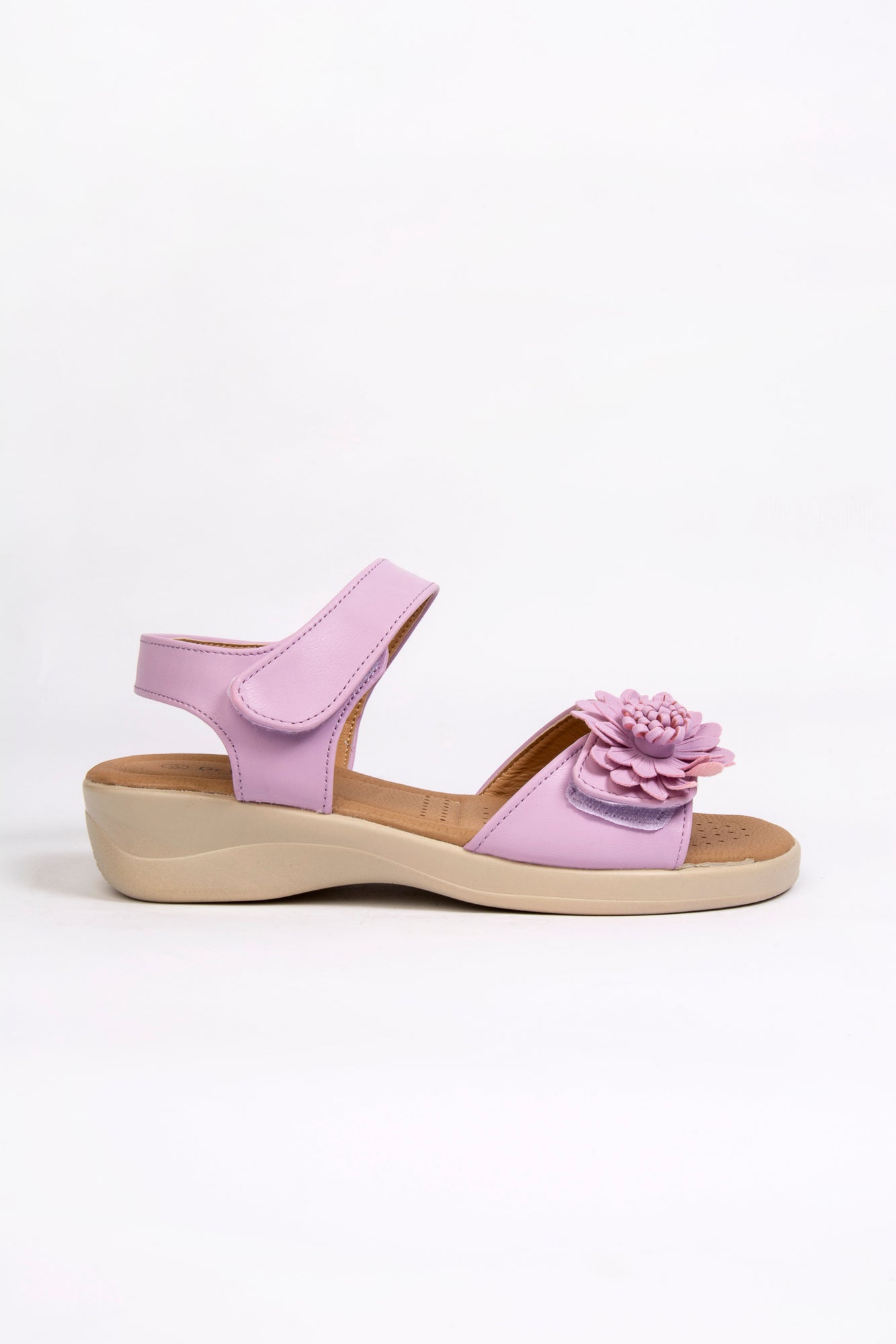 Kim Lilac Flower Touch Fasten Comfort Sandal