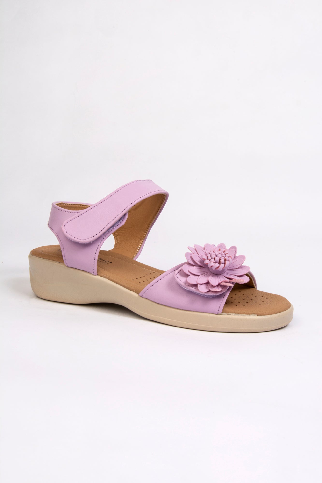 Kim Lilac Flower Touch Fasten Comfort Sandal