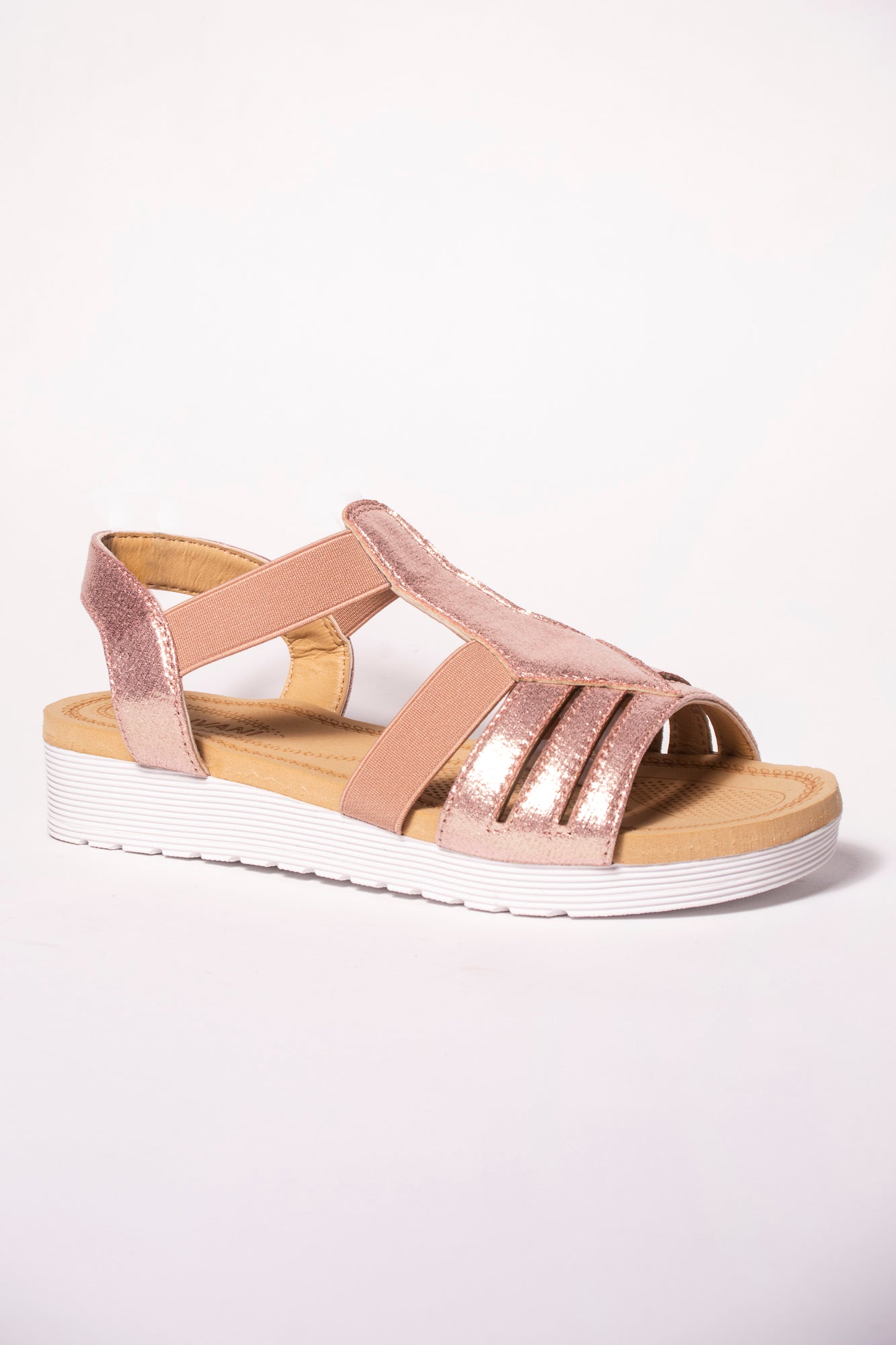 Lucy Pink T Bar Shimmer Sandal